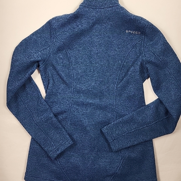 Spyder Core Sweater Jacket Full Zip Knit Zipped Pockets Womens Small Blue - Picture 2 of 8